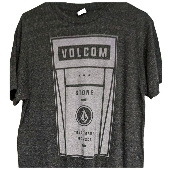 Volcom Shirt Men Medium Pre-Shrunk Charcoal Gray Graphic  Print Tee Crewneck M - Picture 3 of 6